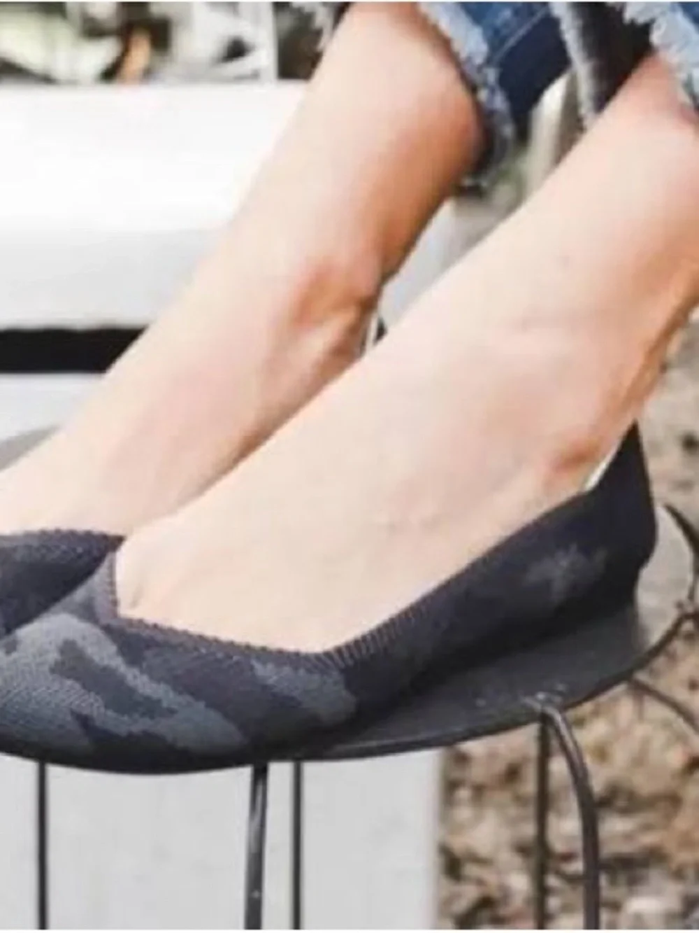 Rothy's The Point Black Camo Pointed Toe Flats Size 8.5 w/ Box